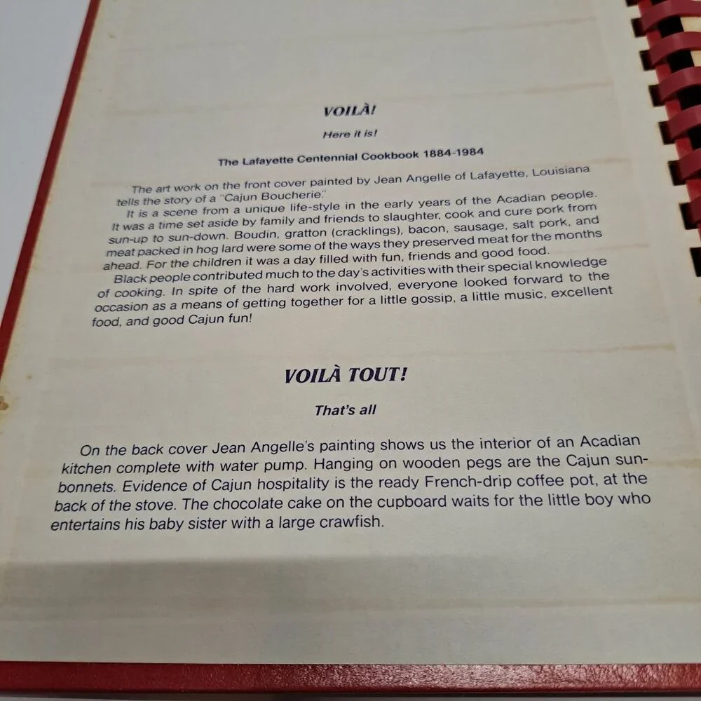 Voilà! Lafayette Centennial Cookbook 1884-1984 By Jean‎ K Durkee Spiral-Bound